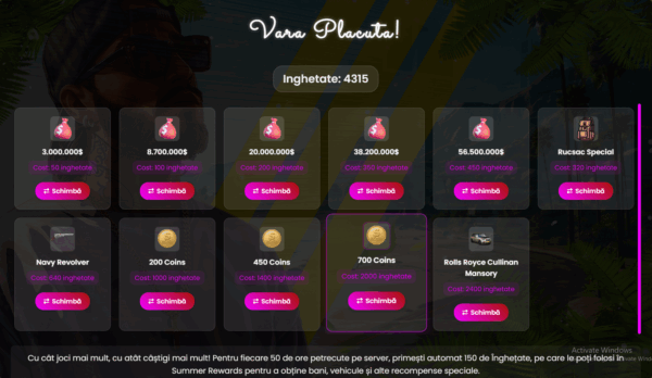 Summer Rewards — Sistem Sezonier de Răsplăți